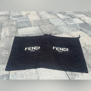 Two Fendi Dust Covers - medium sized- black - pull string - perfect condition